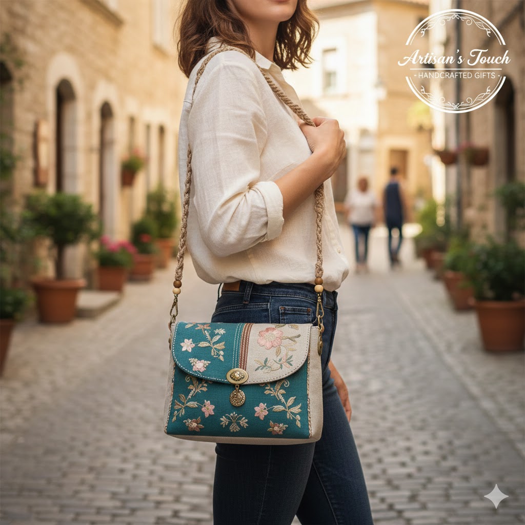 کیف دوشی دست دوز زنانه+هدیه  شاپ